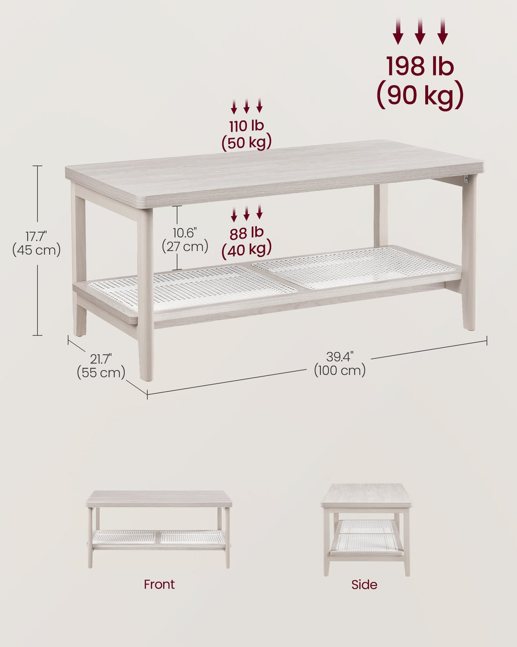 2-Tier Rectangular Coffee Table