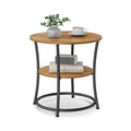 Side Table, Round End Table with 2 Shelves, Living Room, Bedroom, Easy Assembly, Steel Frame, Industrial Design, Rustic Walnut and Black