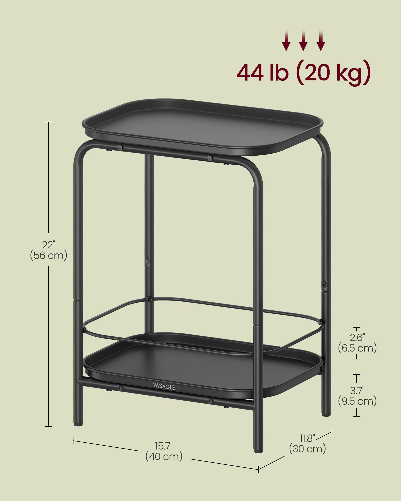 2-Tier Metal Coffee Table with Tray Storage