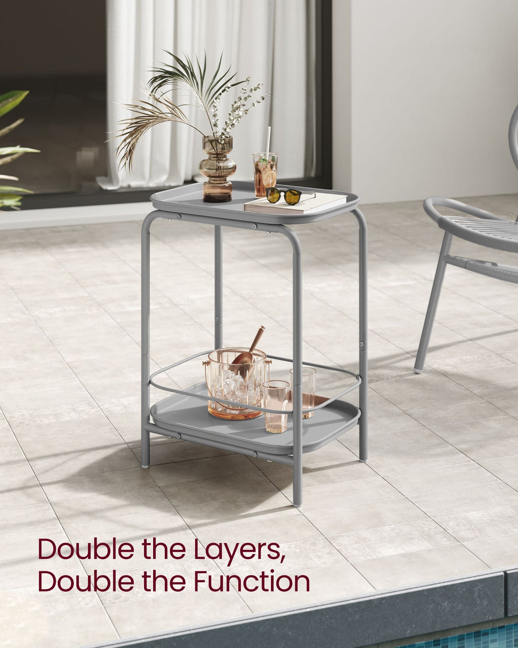 2-Tier Metal Coffee Table with Tray Storage