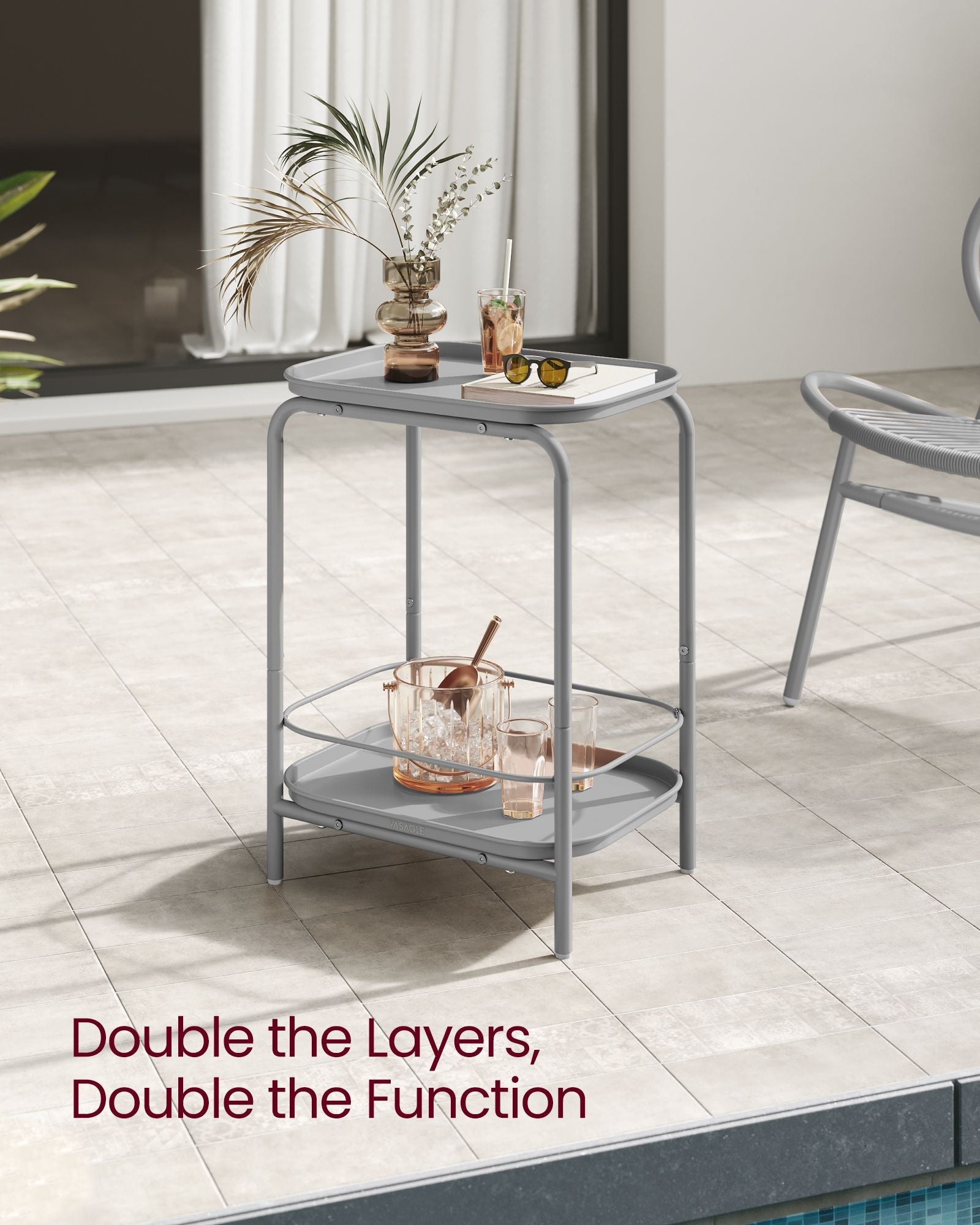 2-Tier Metal Coffee Table with Tray Storage
