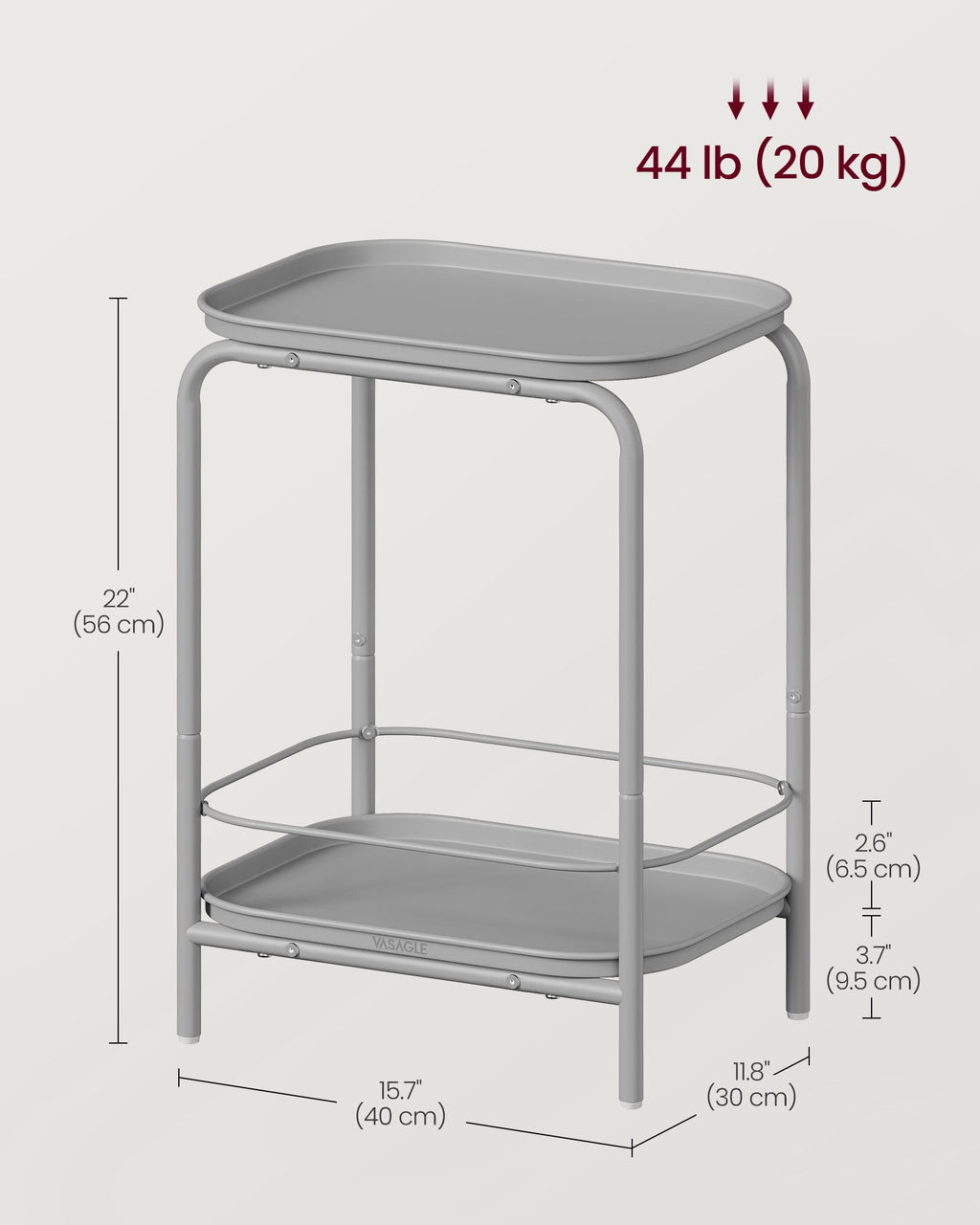 2-Tier Metal Coffee Table with Tray Storage