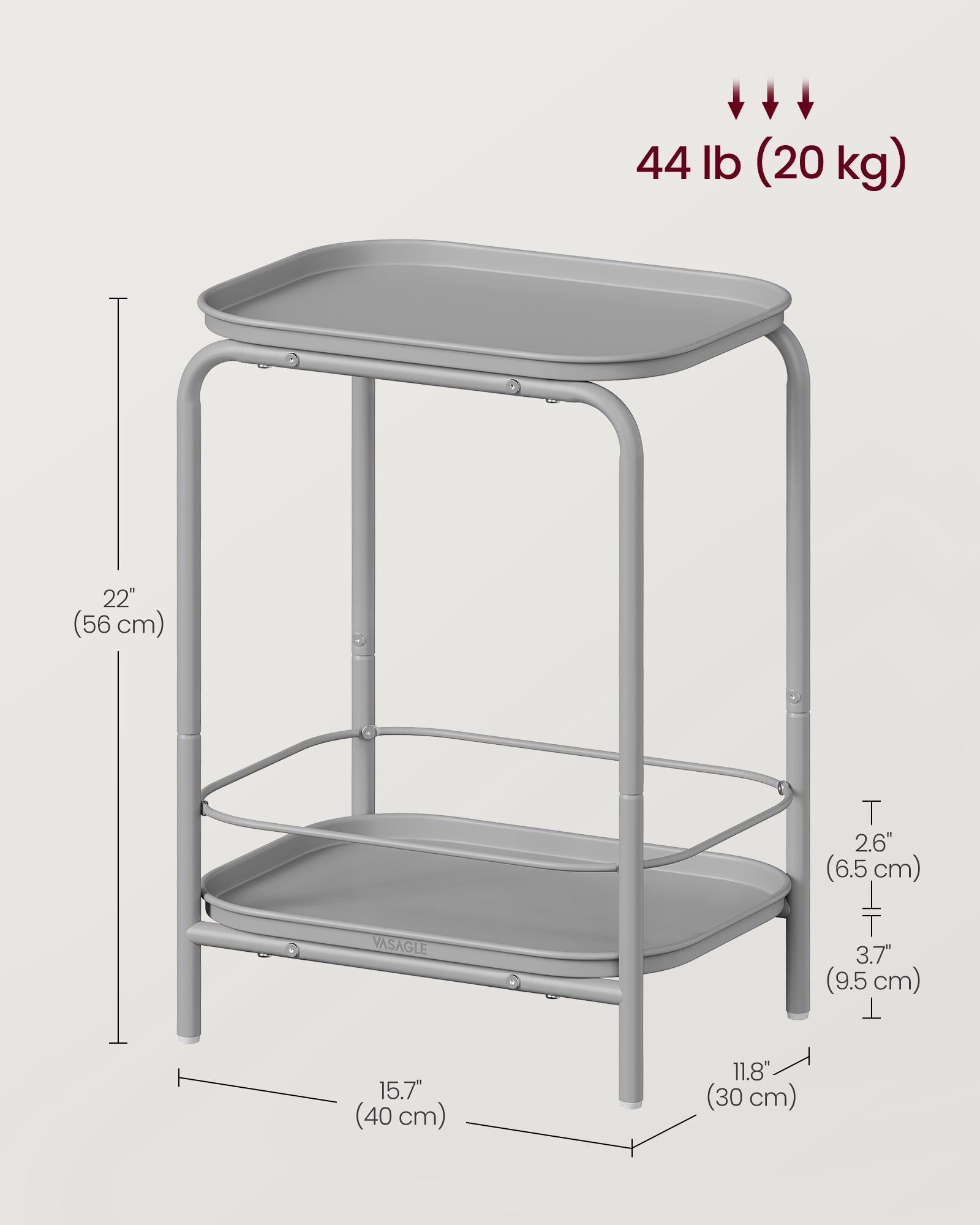 2-Tier Metal Coffee Table with Tray Storage