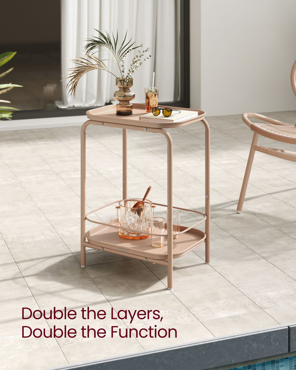 2-Tier Metal Coffee Table with Tray Storage