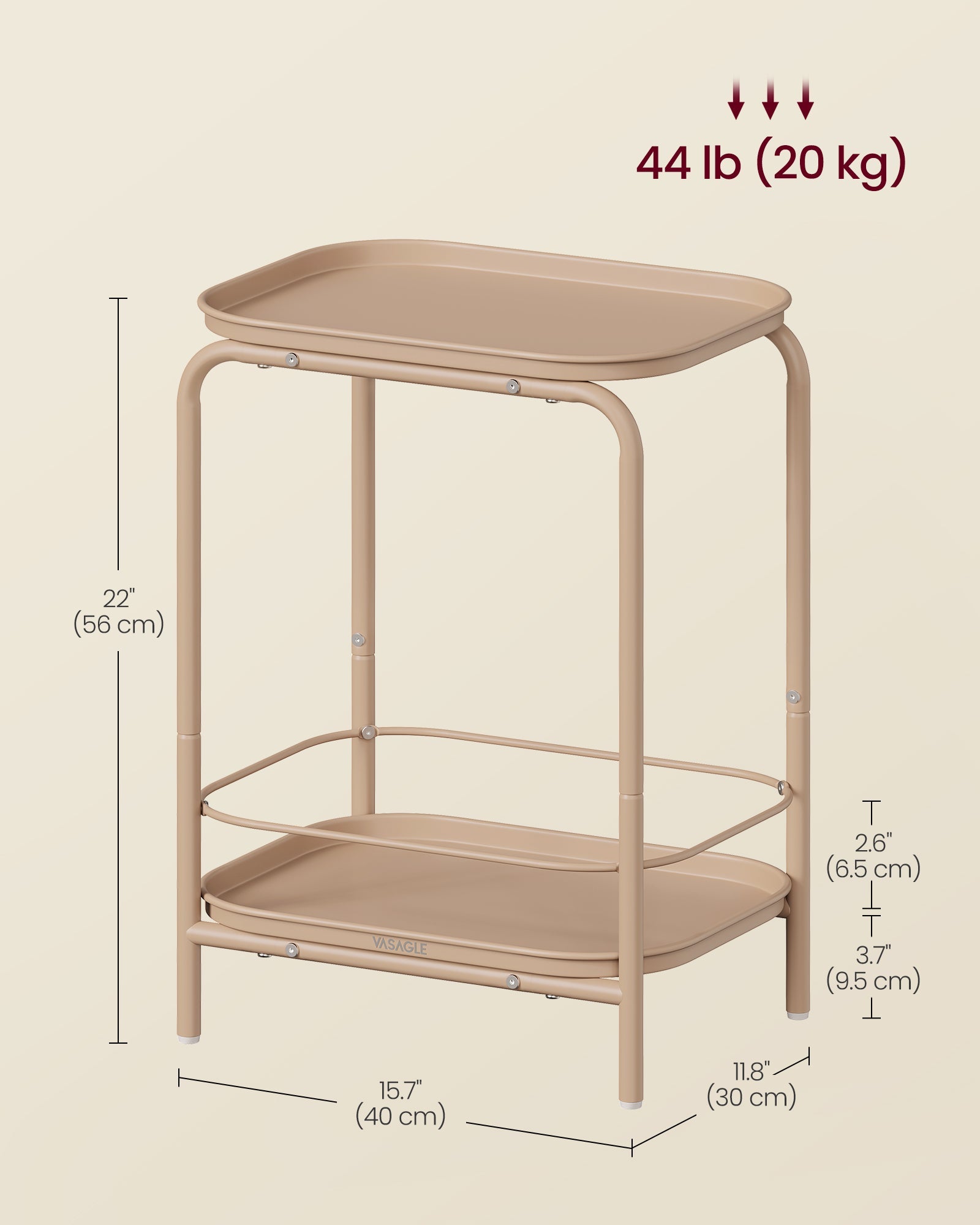 2-Tier Metal Coffee Table with Tray Storage