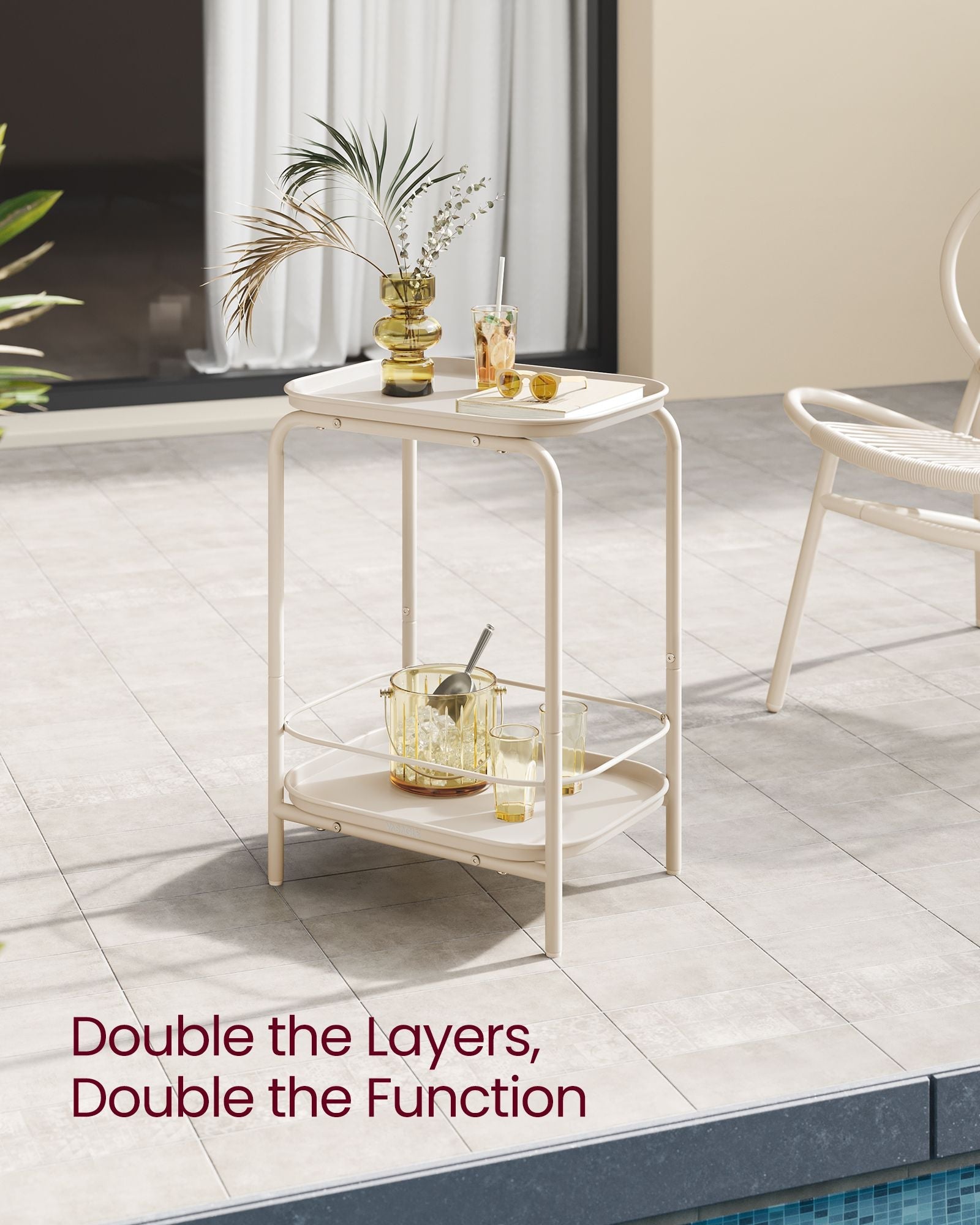 2-Tier Metal Coffee Table with Tray Storage