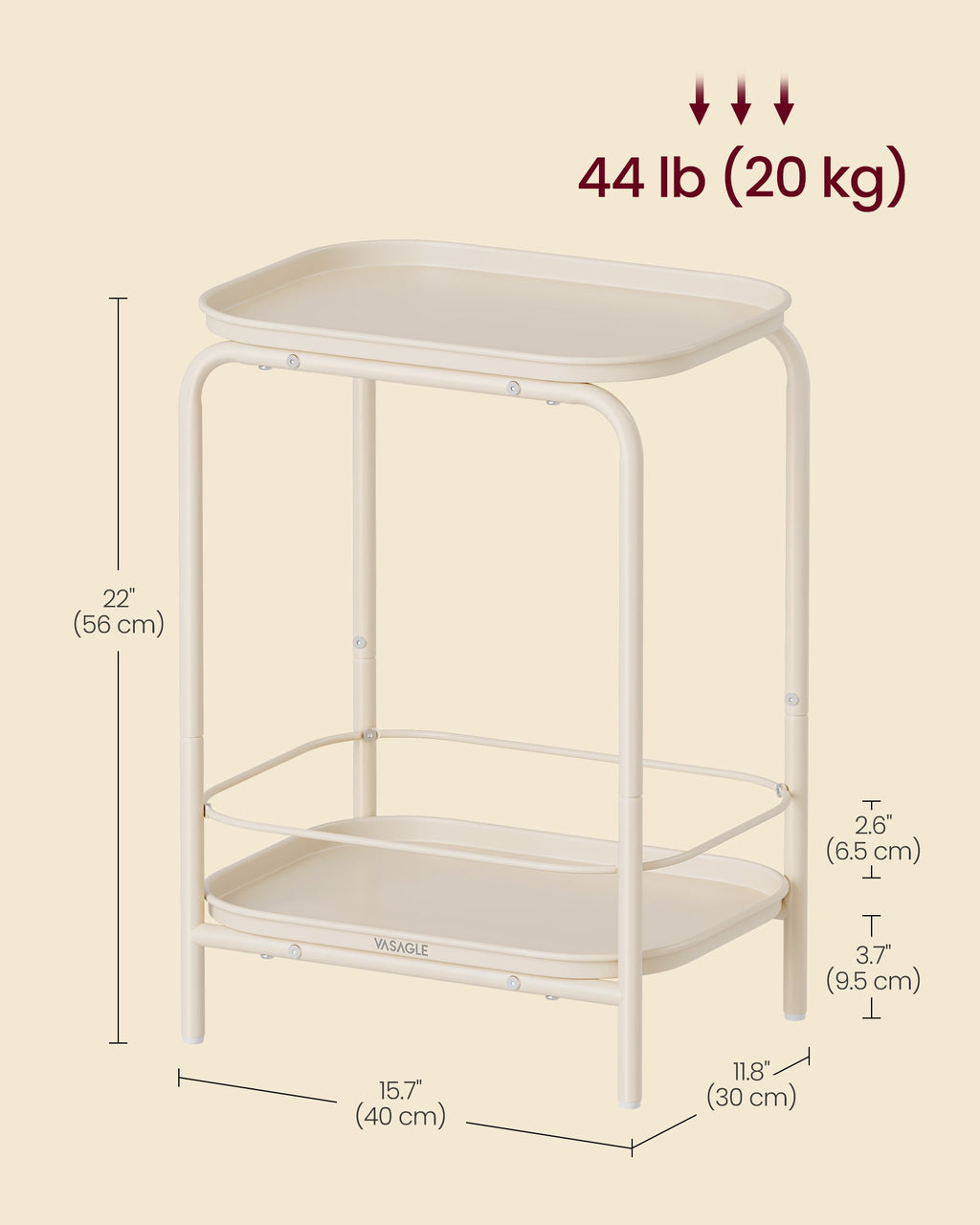 2-Tier Metal Coffee Table with Tray Storage