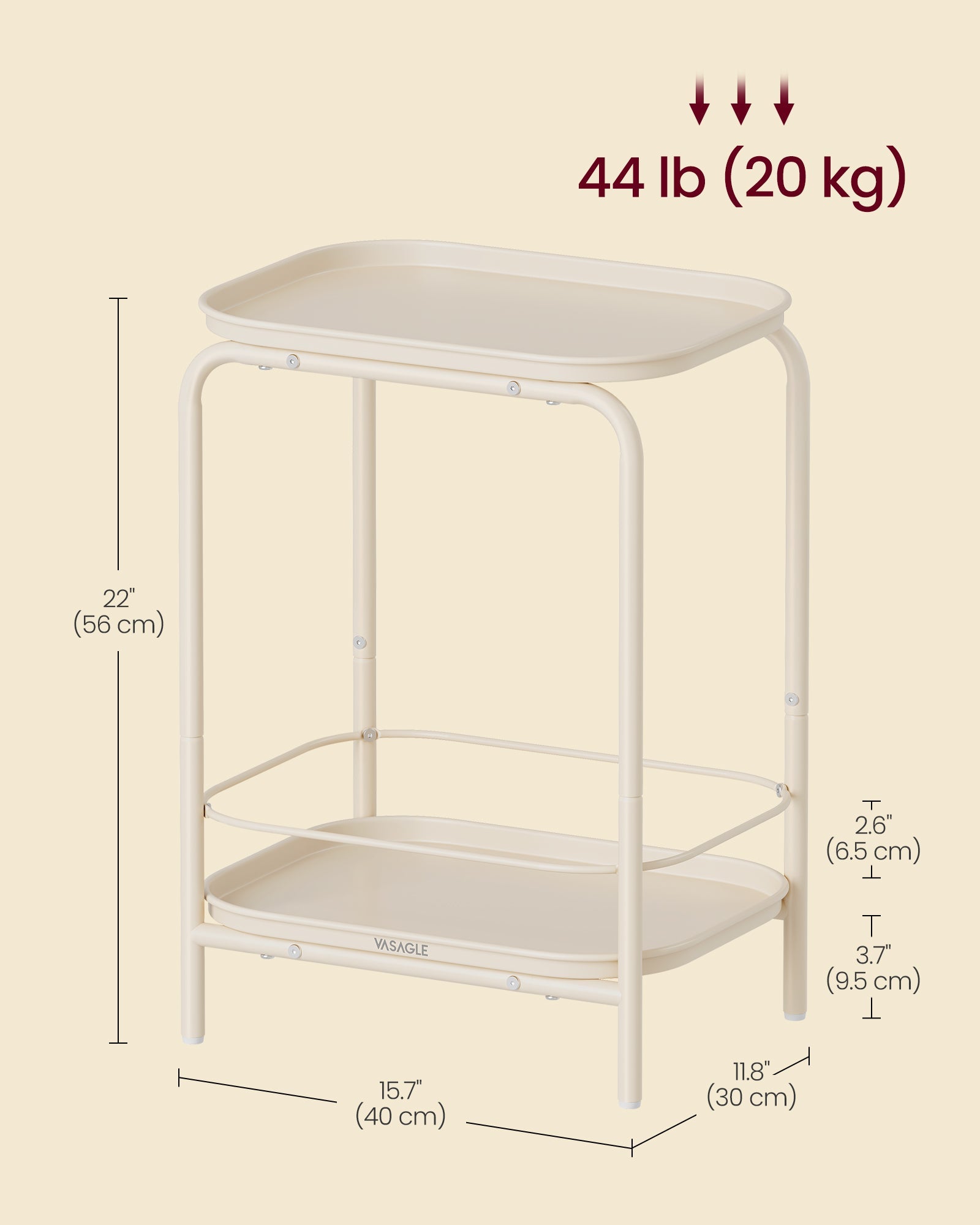 2-Tier Metal Coffee Table with Tray Storage