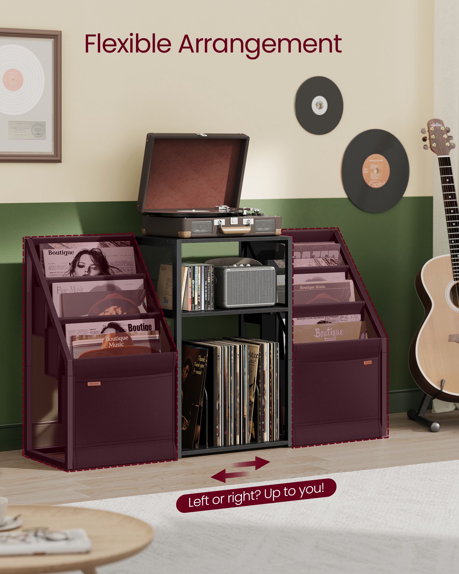 3-Tier Record Player Stand for 140 Albums