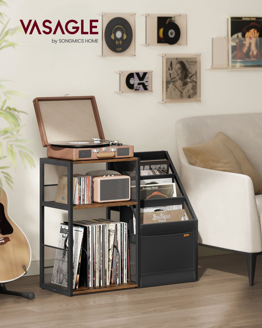 3-Tier Record Player Stand for 140 Albums