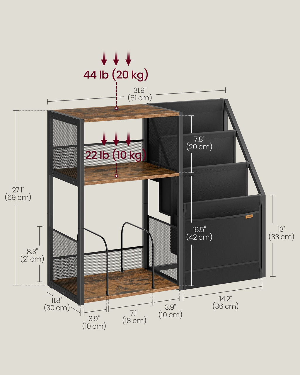 3-Tier Record Player Stand for 140 Albums
