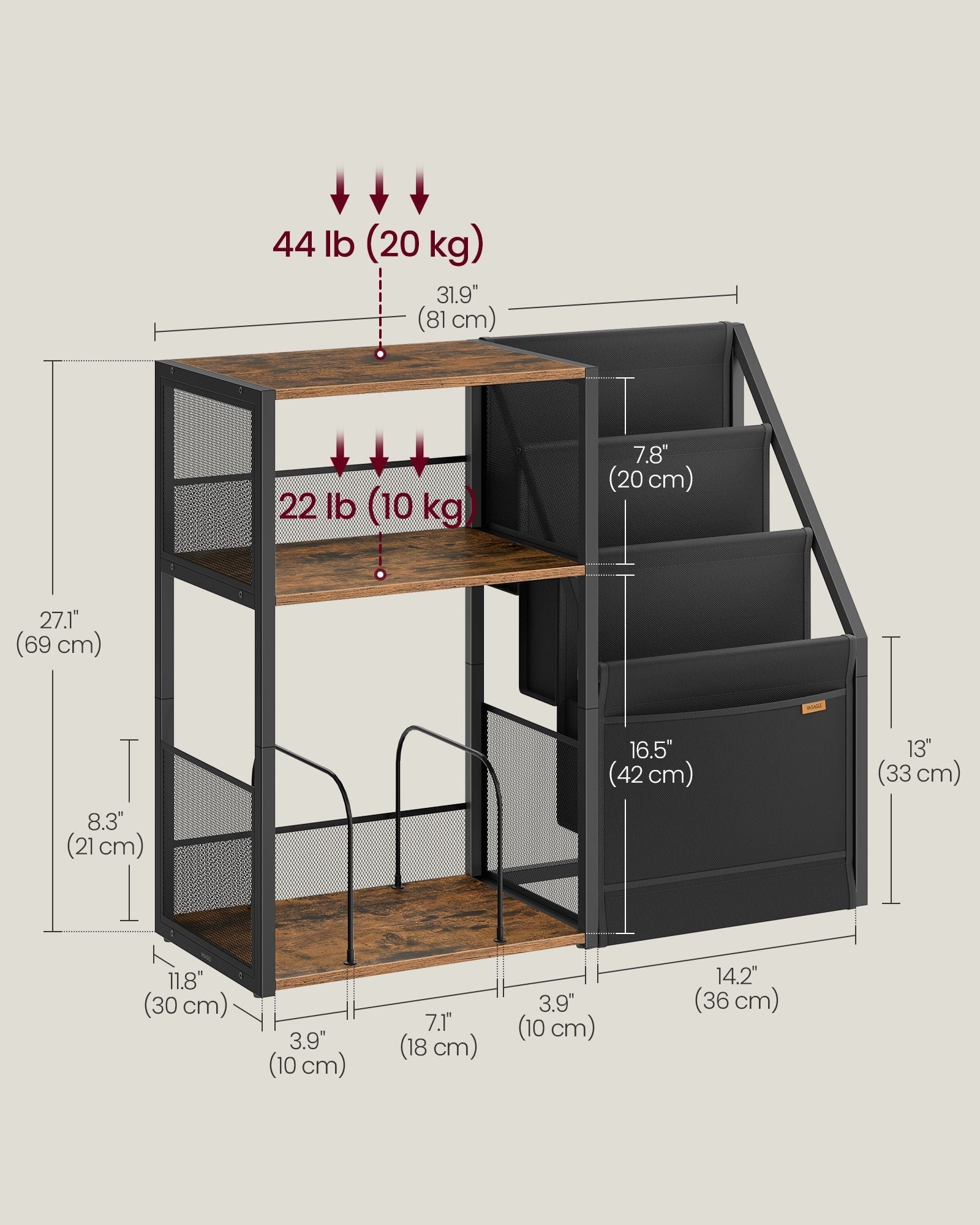 3-Tier Record Player Stand for 140 Albums