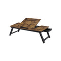 Laptop Desk, Bed Sofa Breakfast Tray, Adjustable Tilt Top, Right-Left Handed, Adjustable Folding Legs, Drawer, Rustic Dark Brown