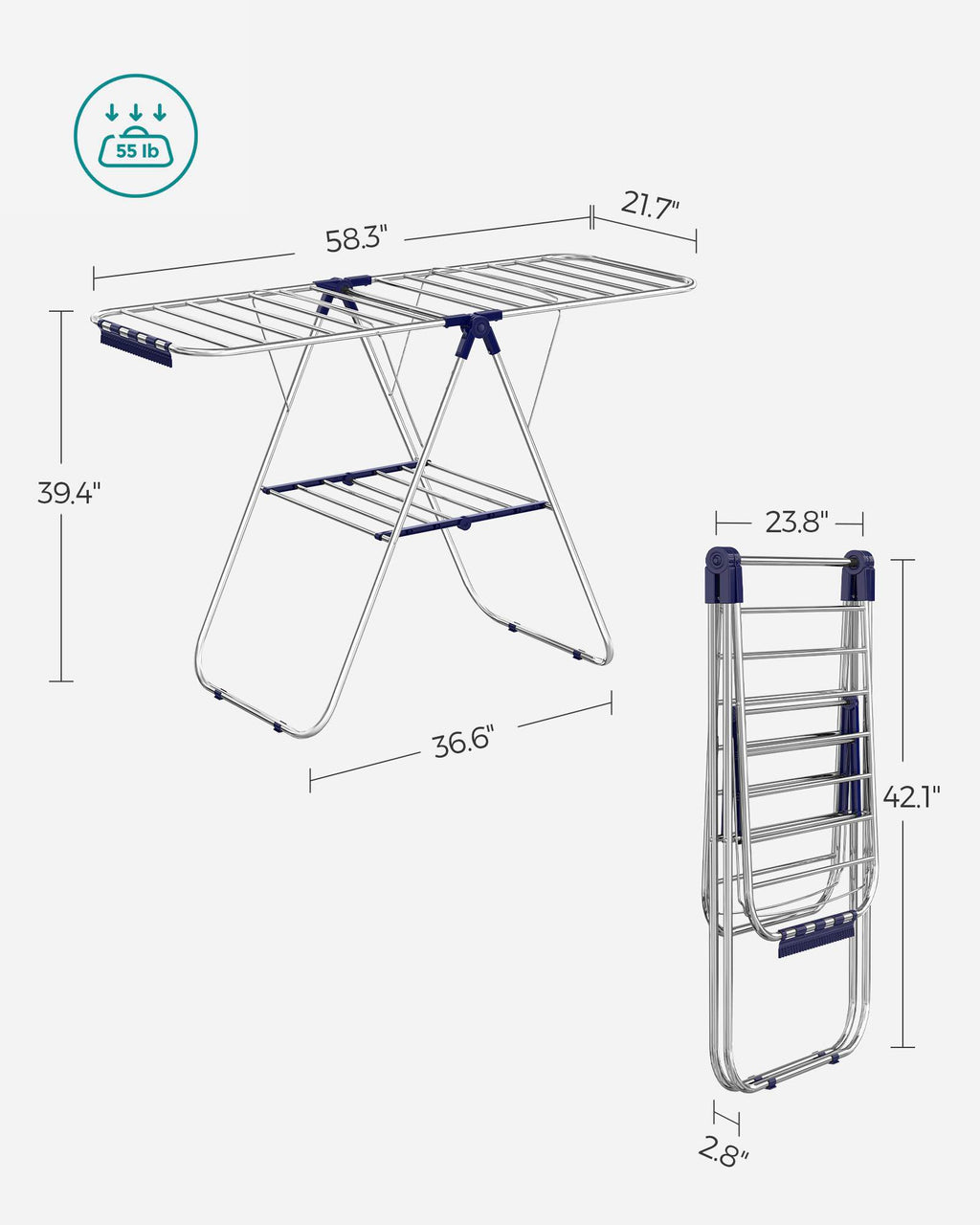 Clothes Drying Rack with Bonus Sock Clips