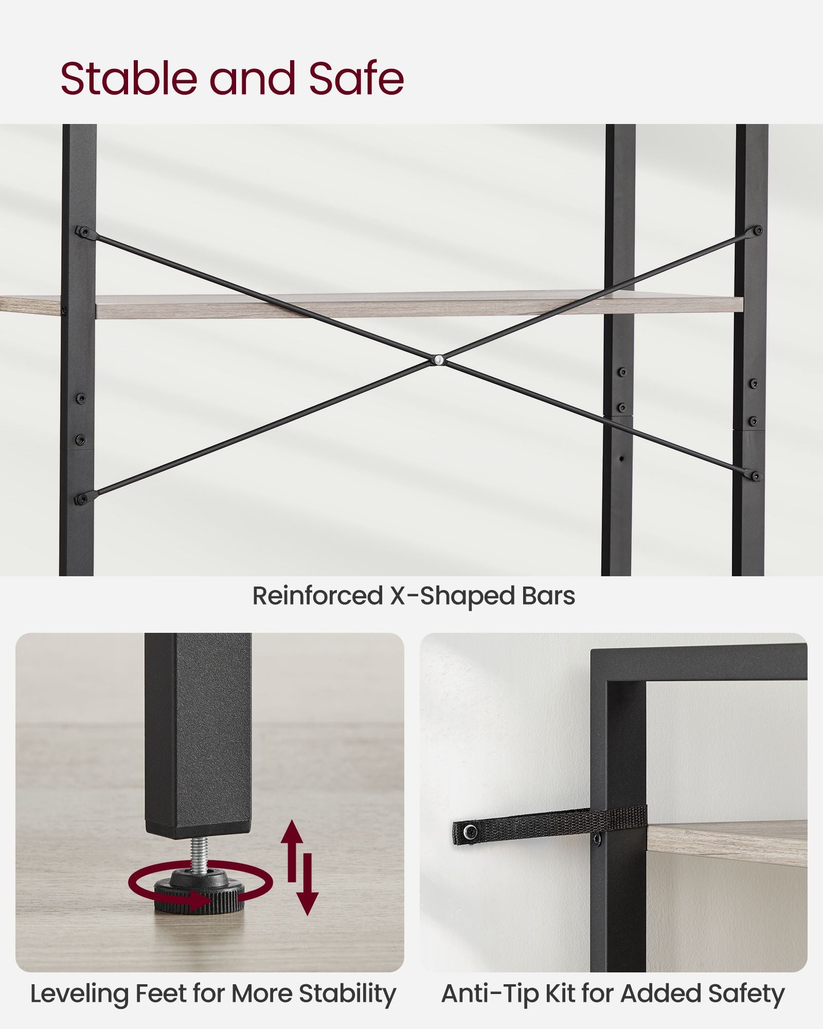 6-Tier Tall Bookshelf with Steel Frame