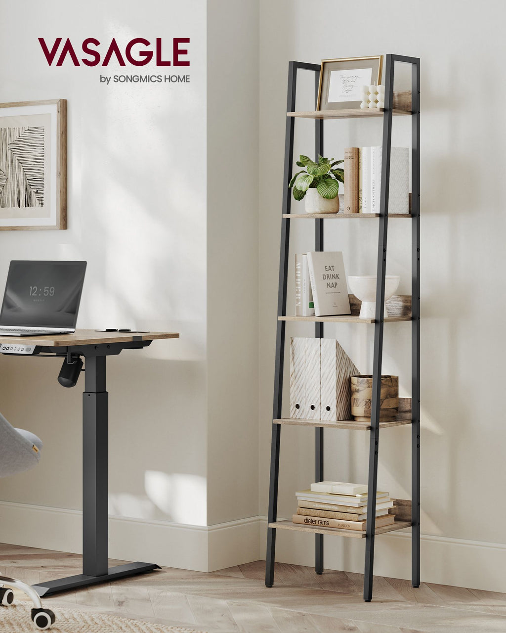 5-Tier Narrow Book Shelf