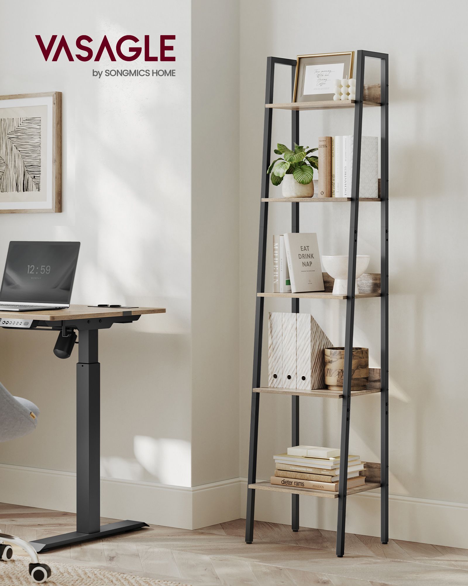 5-Tier Narrow Book Shelf