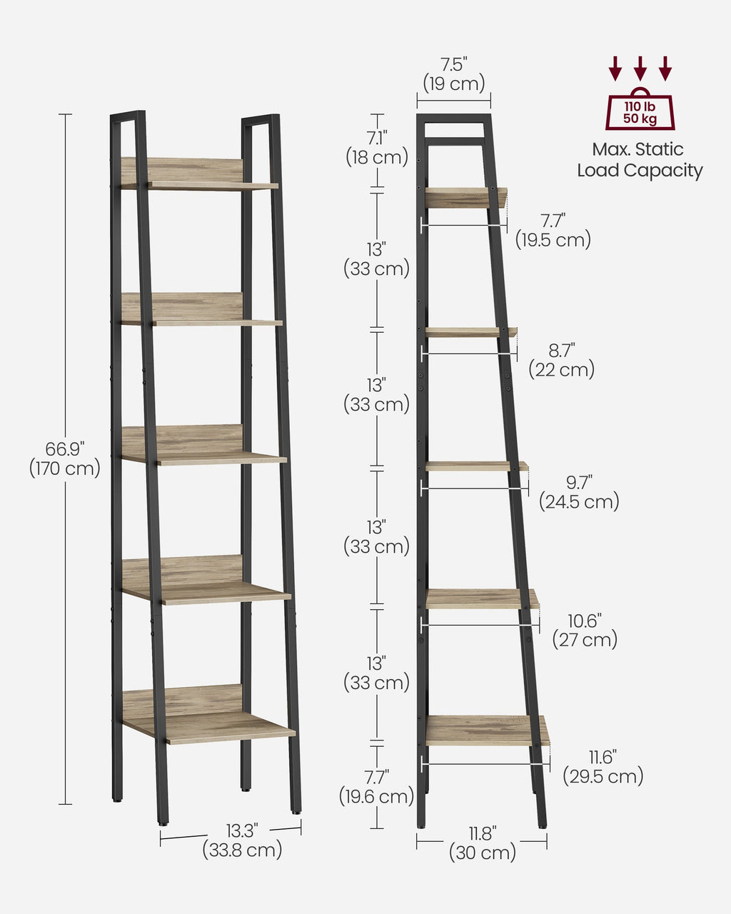 5-Tier Narrow Book Shelf