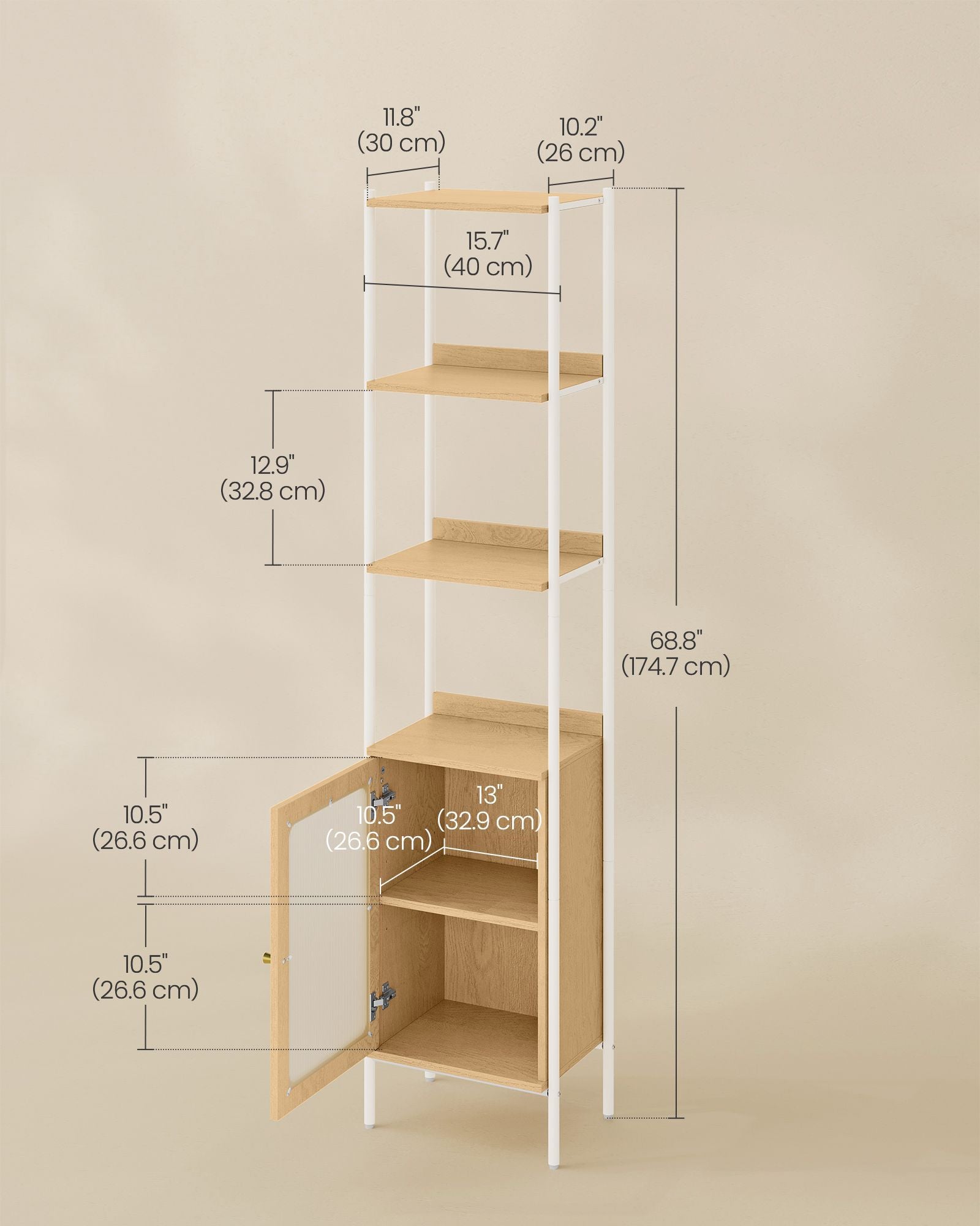 6-Tier Slim Bookshelf with PC Door
