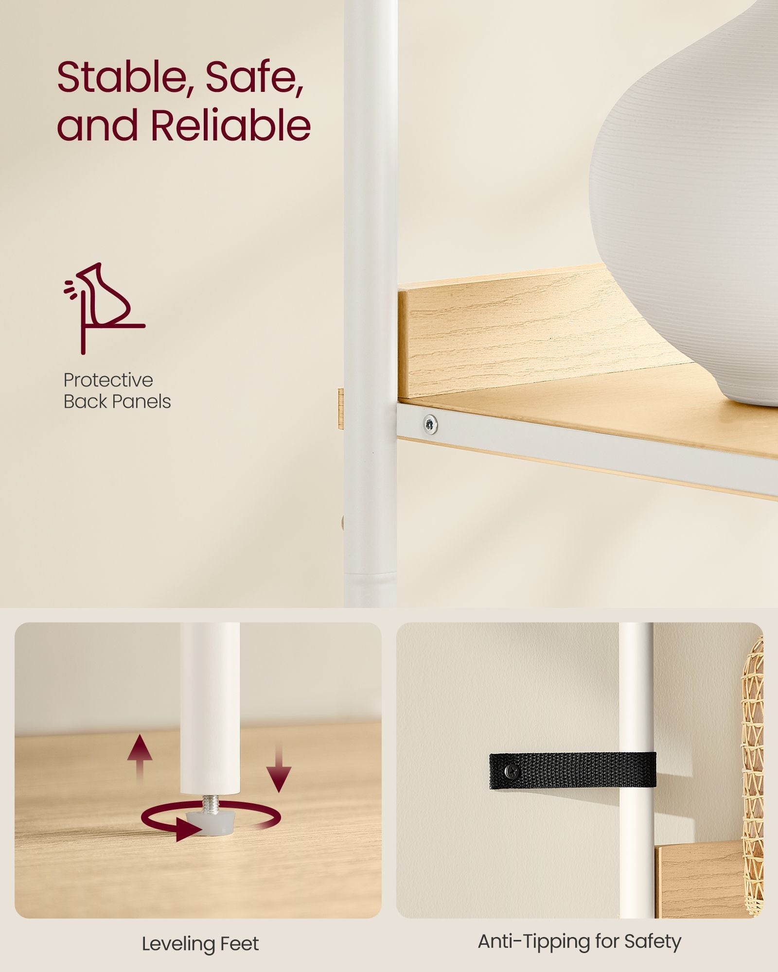 6-Tier Slim Bookshelf with PC Door