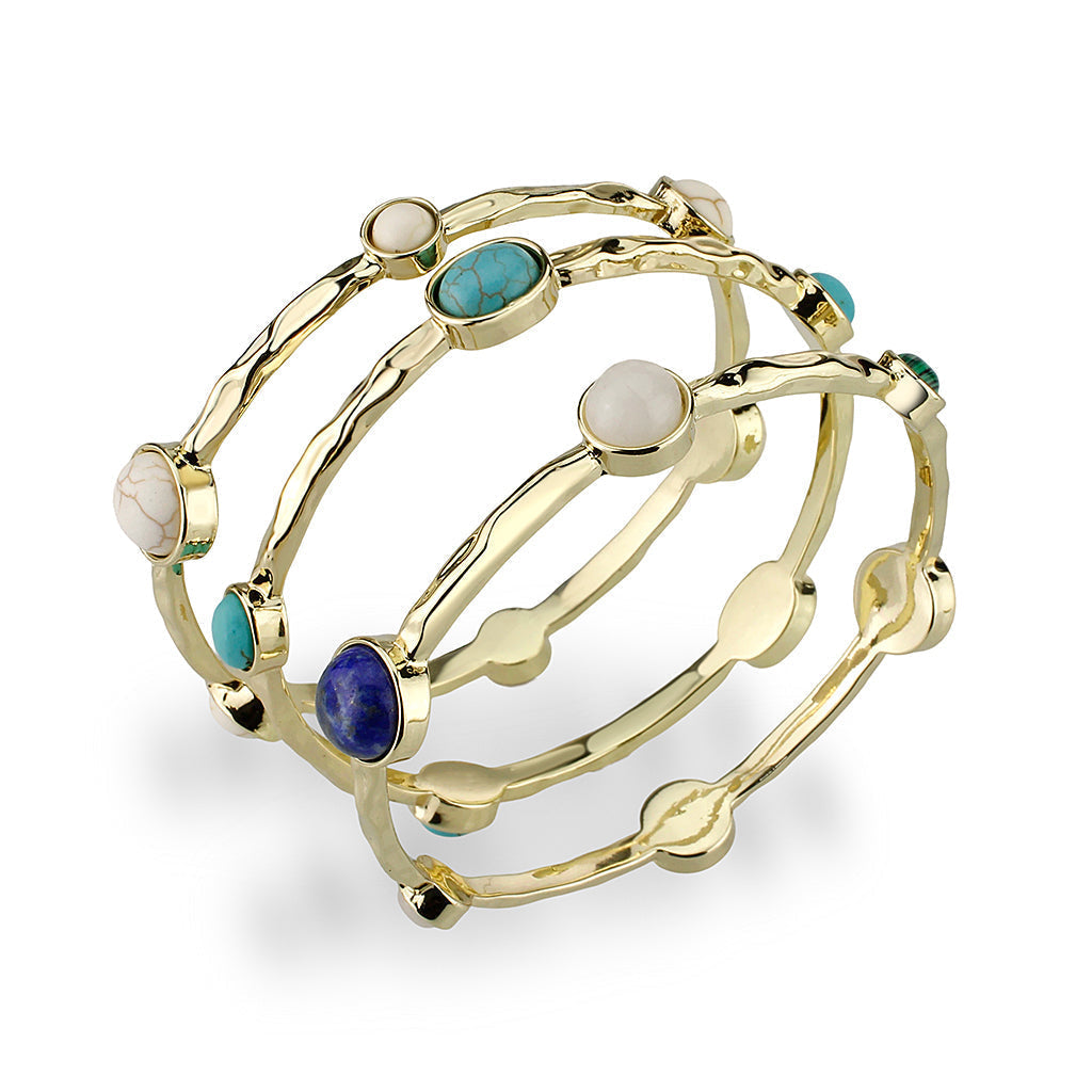 LO4786 - Bangle 64 mm, Brass, Flash Gold, Assorted, Multi Color, N/A