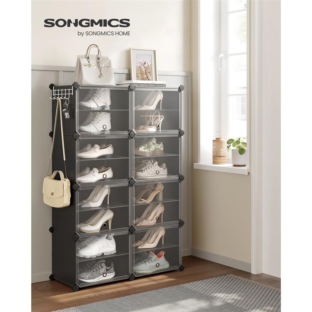 8 Cubes Shoe Organizer with Doors, Holds Up to 32 Pair of Shoes