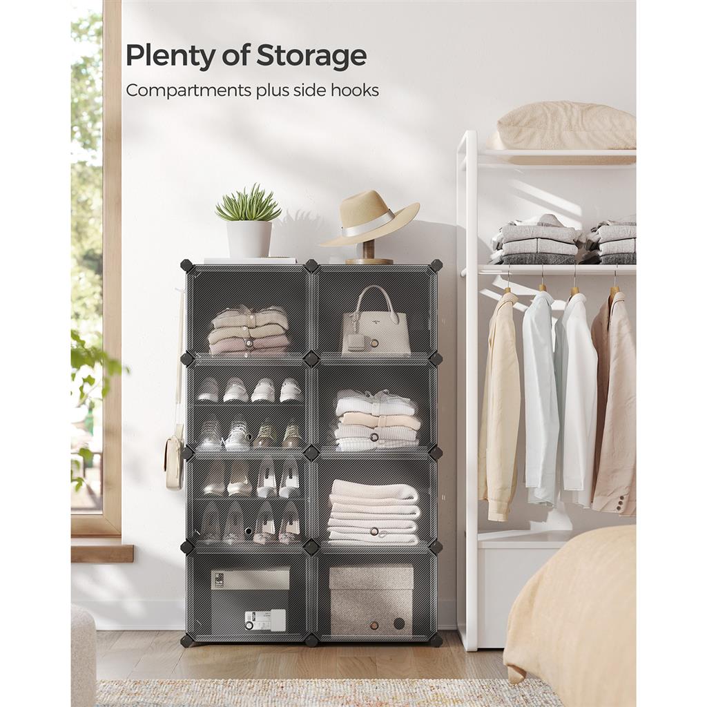 8 Cubes Shoe Organizer with Doors, Holds Up to 32 Pair of Shoes