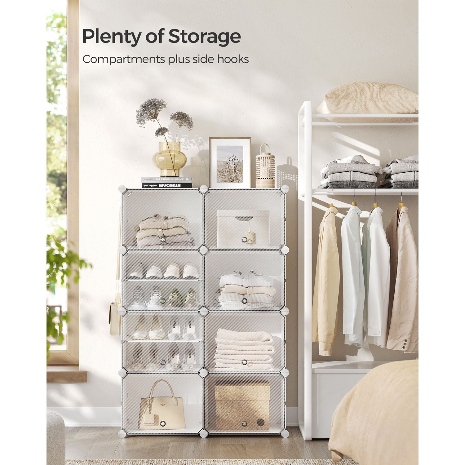 8 Cubes Shoe Organizer with Doors, Holds Up to 32 Pair of Shoes