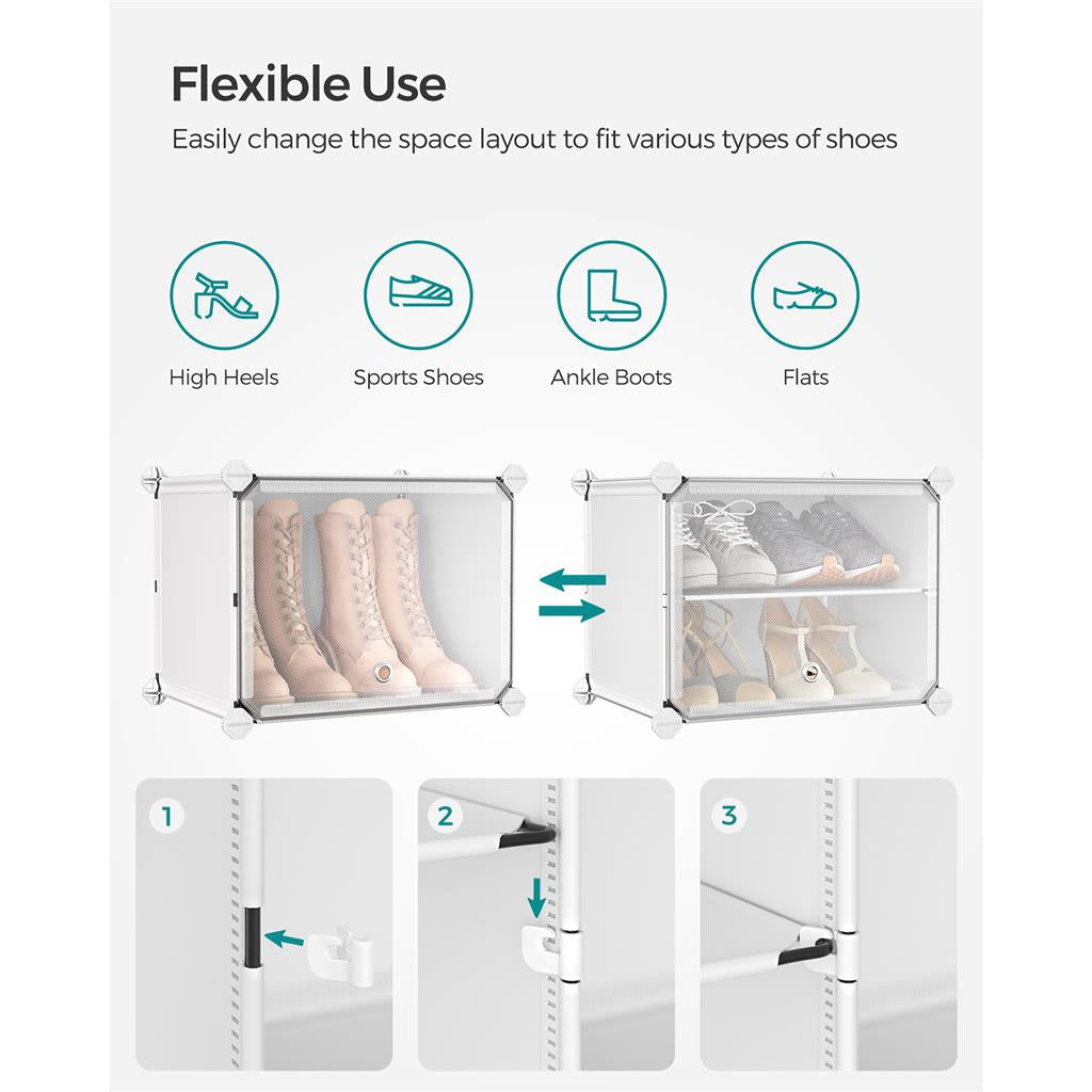 8 Cubes Shoe Organizer with Doors, Holds Up to 32 Pair of Shoes