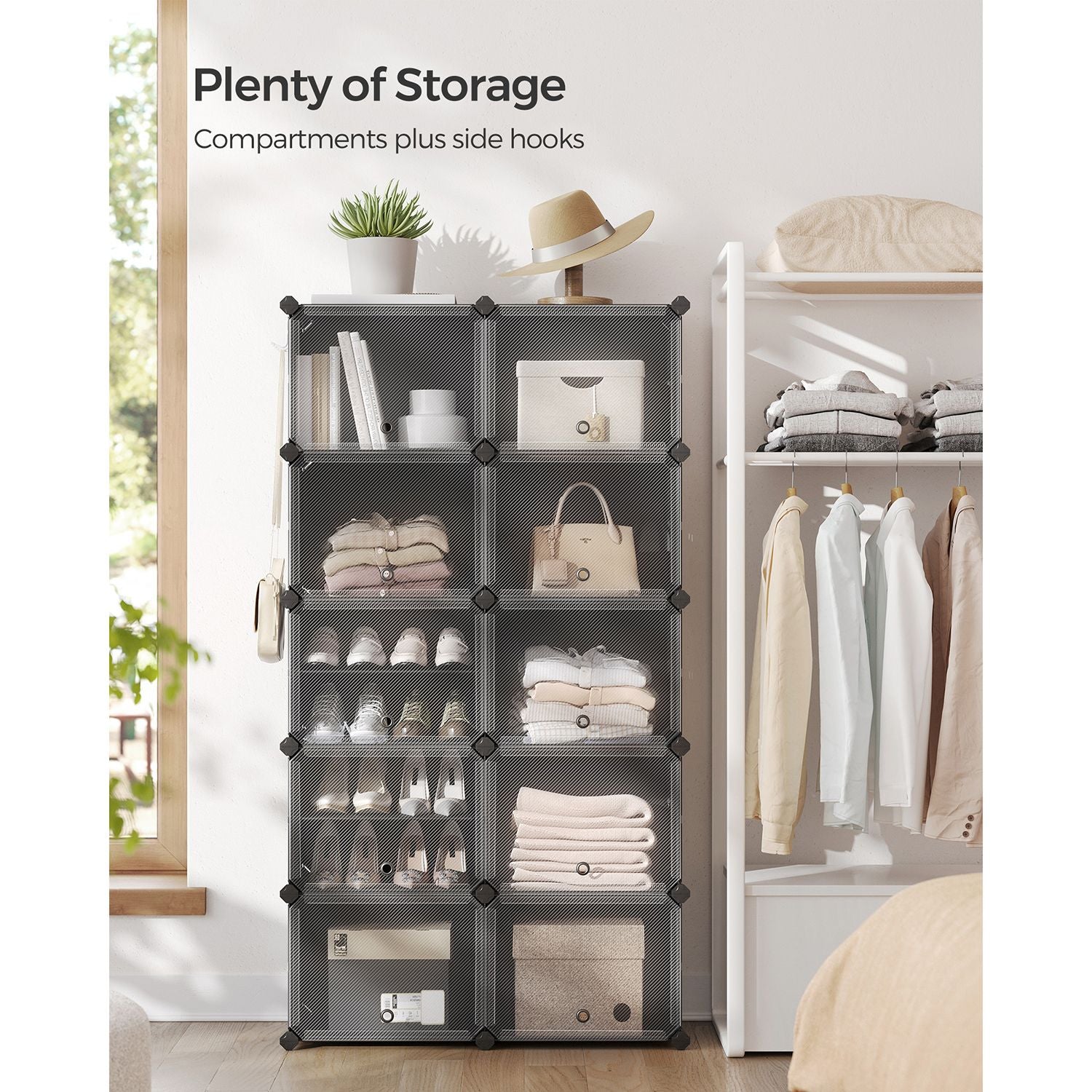 10 Cubes Shoe Organizer with Doors, Holds Up to 40 Pair of Shoes