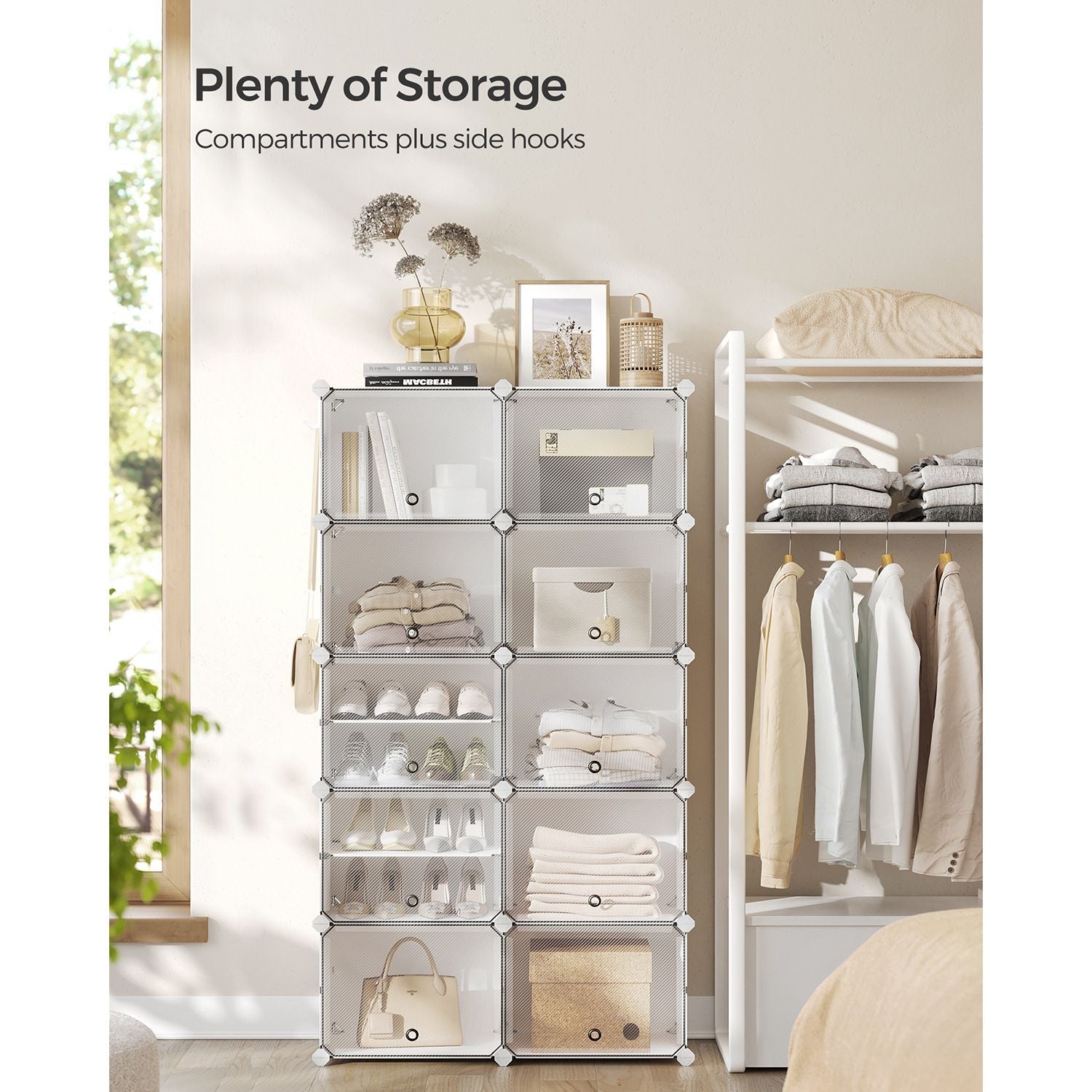 10 Cubes Shoe Organizer with Doors, Holds Up to 40 Pair of Shoes