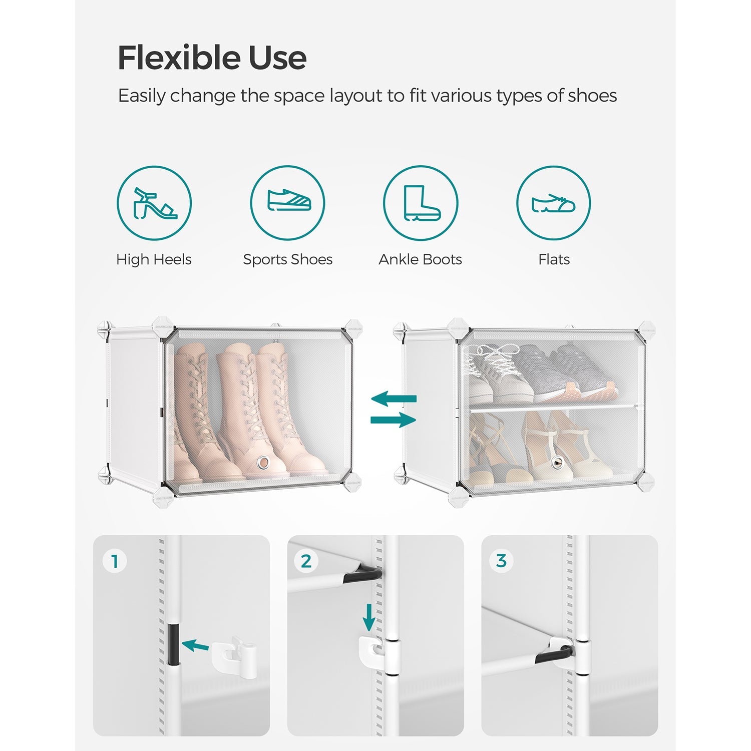 10 Cubes Shoe Organizer with Doors, Holds Up to 40 Pair of Shoes