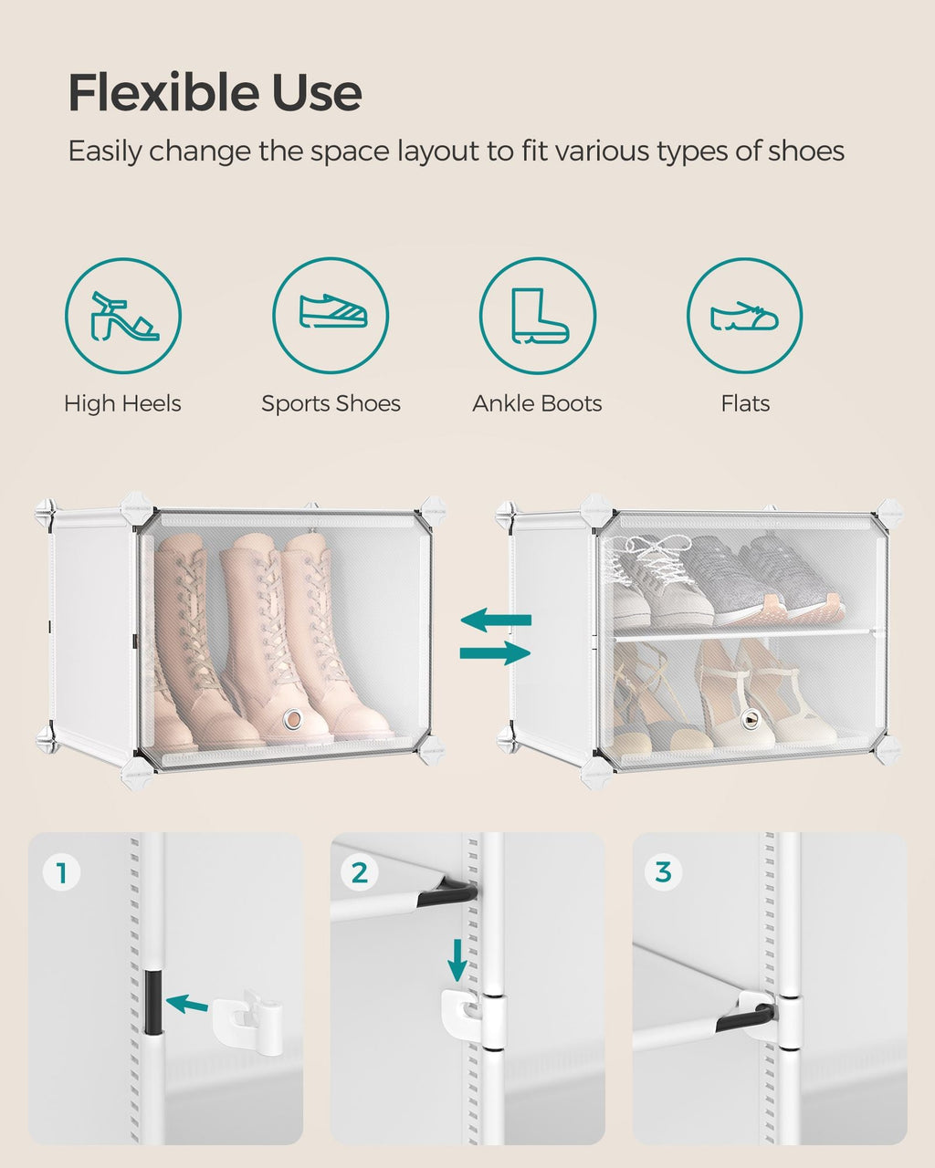12 Cubes Shoe Organizer with Doors, Holds Up to 48 Pair of Shoes