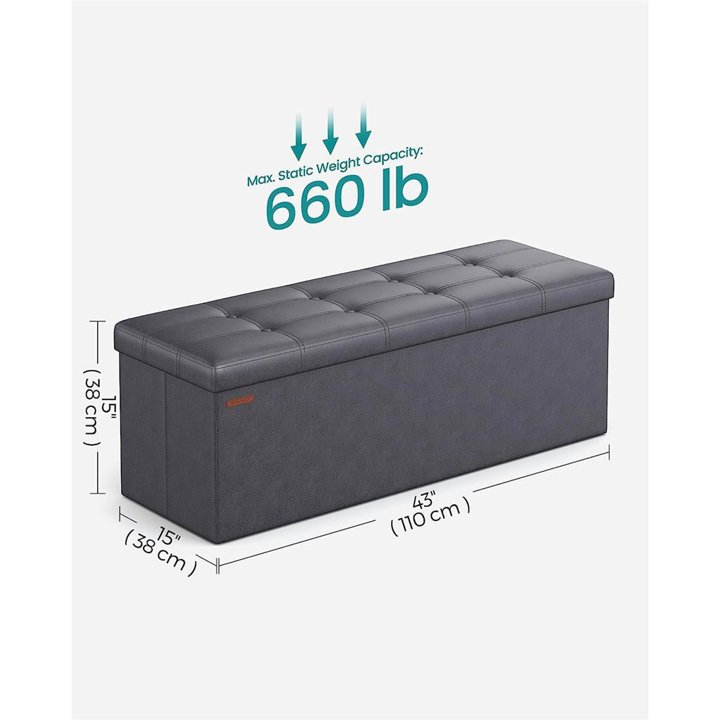 43 Inches Folding Storage Ottoman Bench