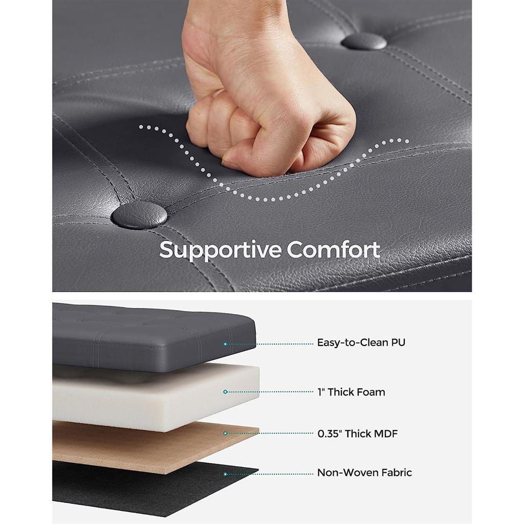 43 Inches Folding Storage Ottoman Bench