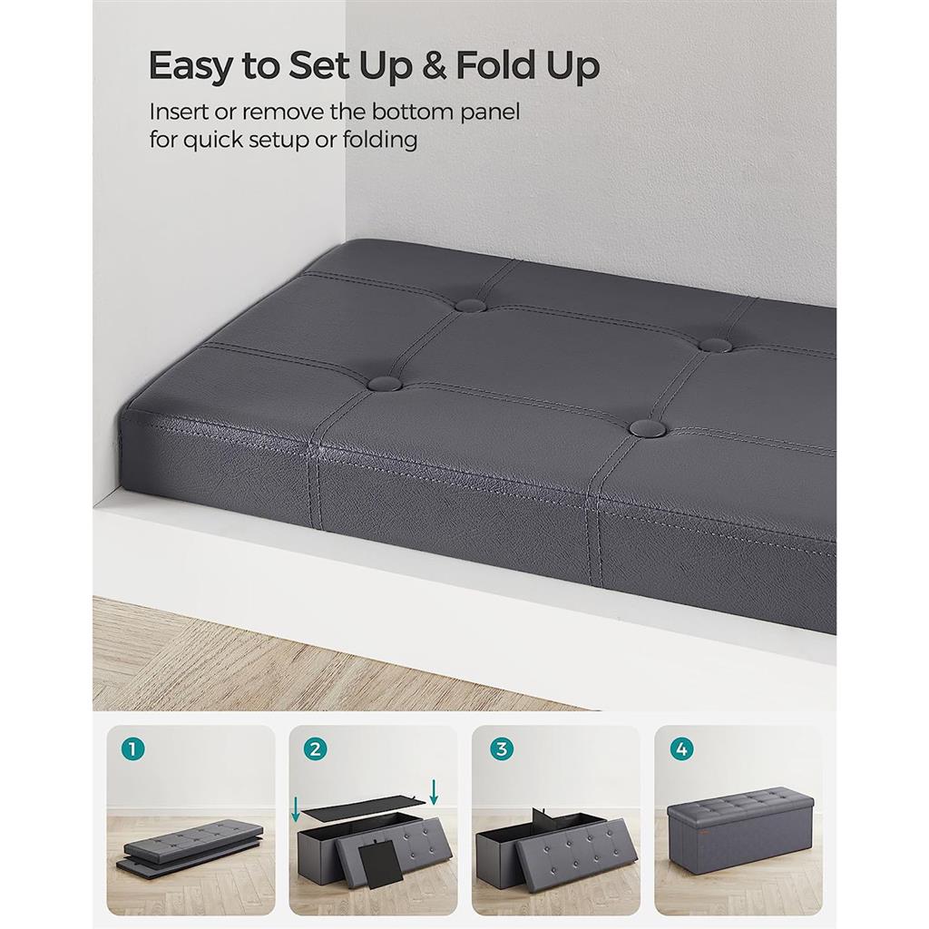 43 Inches Folding Storage Ottoman Bench