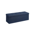 Storage Ottoman Bench, Padded Chest with Lid, Folding Seat, 120L Capacity, Hold up to 660lb, Navy Blue