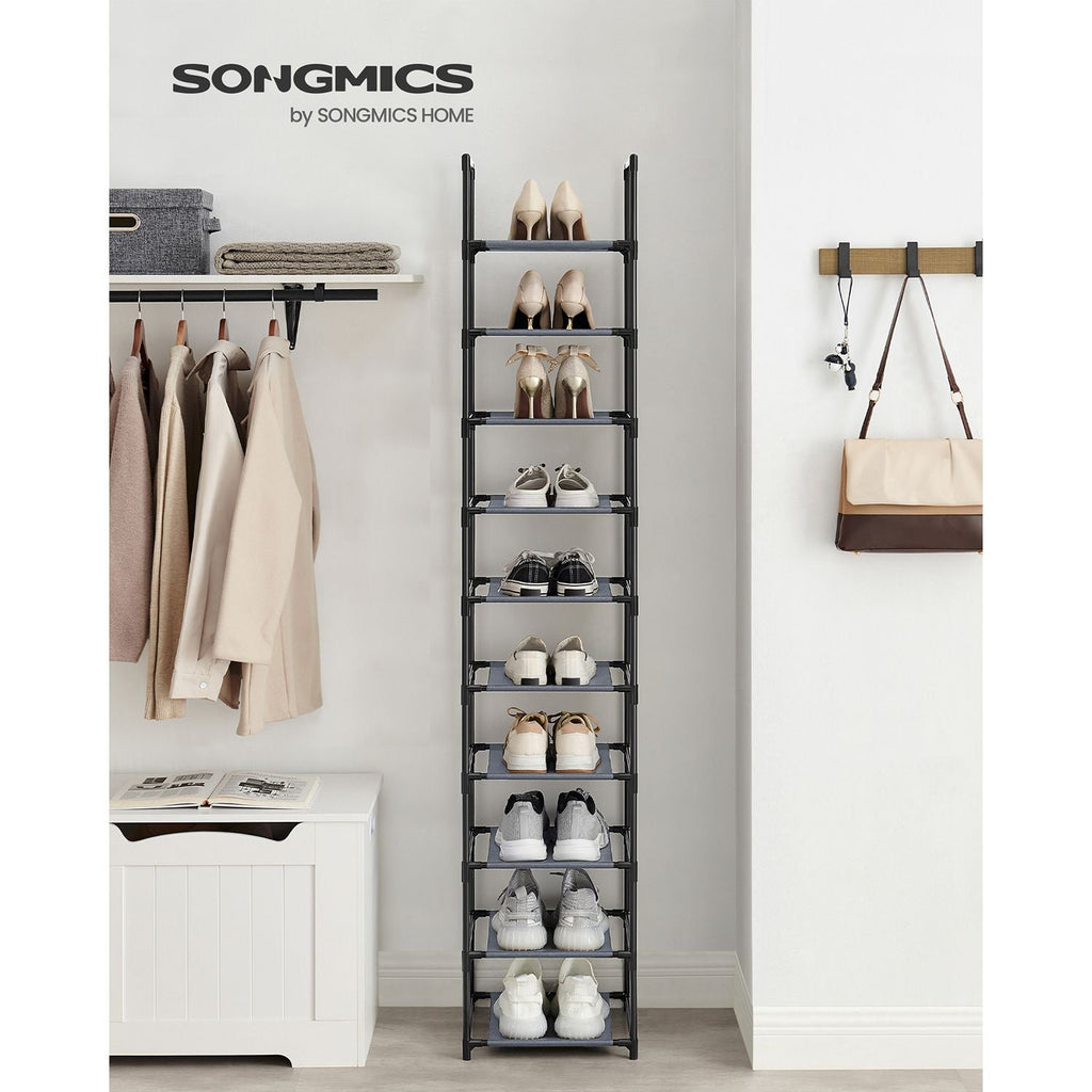 10-Tier Shoe Shelf with Metal Frame