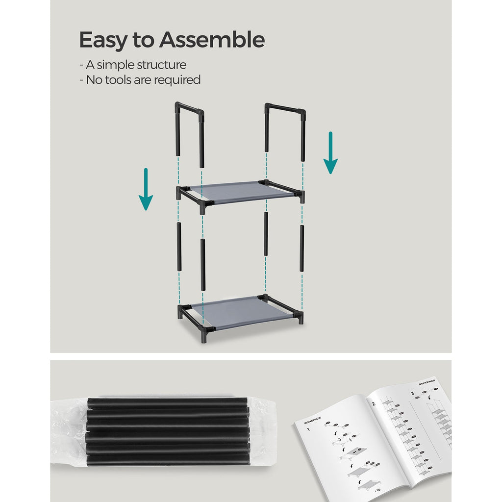 10-Tier Shoe Shelf with Metal Frame