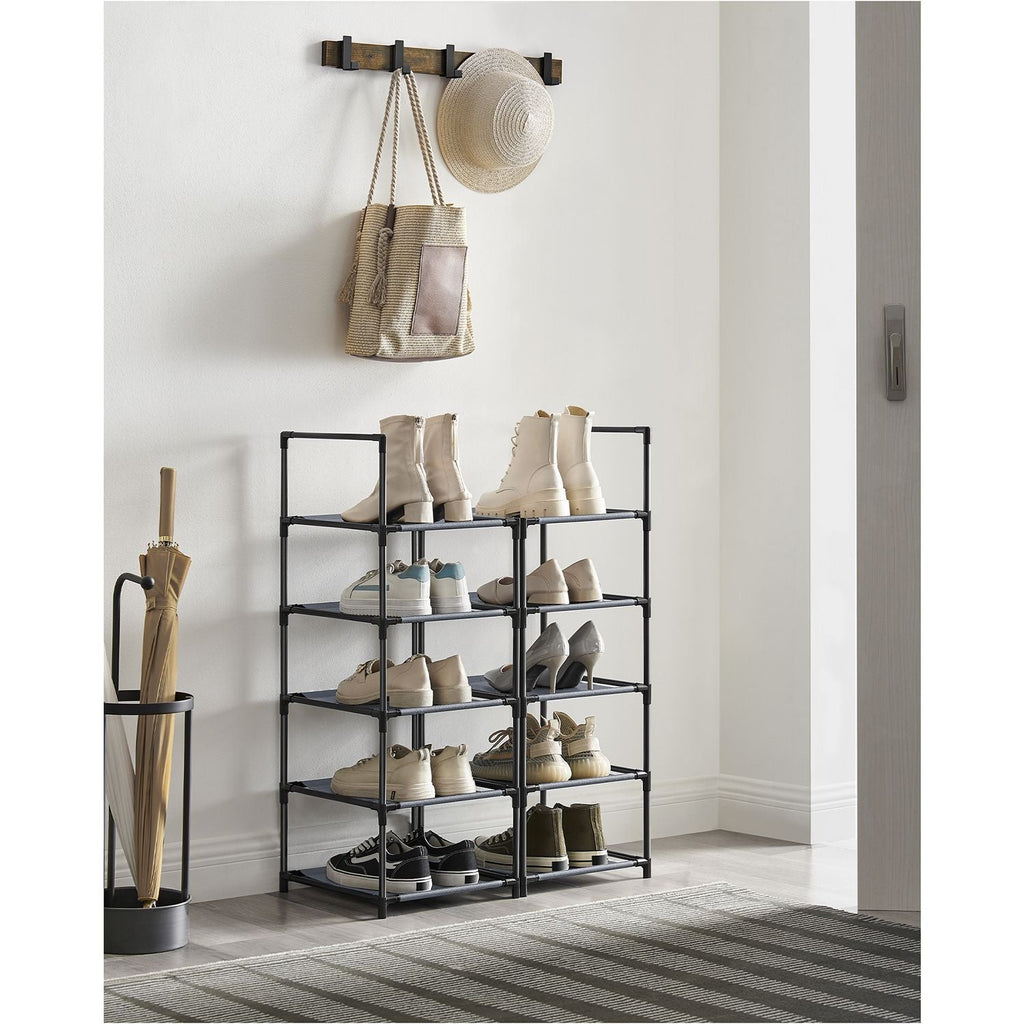 10-Tier Shoe Shelf with Metal Frame