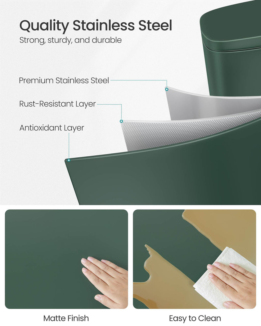 8- Gallon Silver Step-Open Trash Can with Plastic Inner Bucket