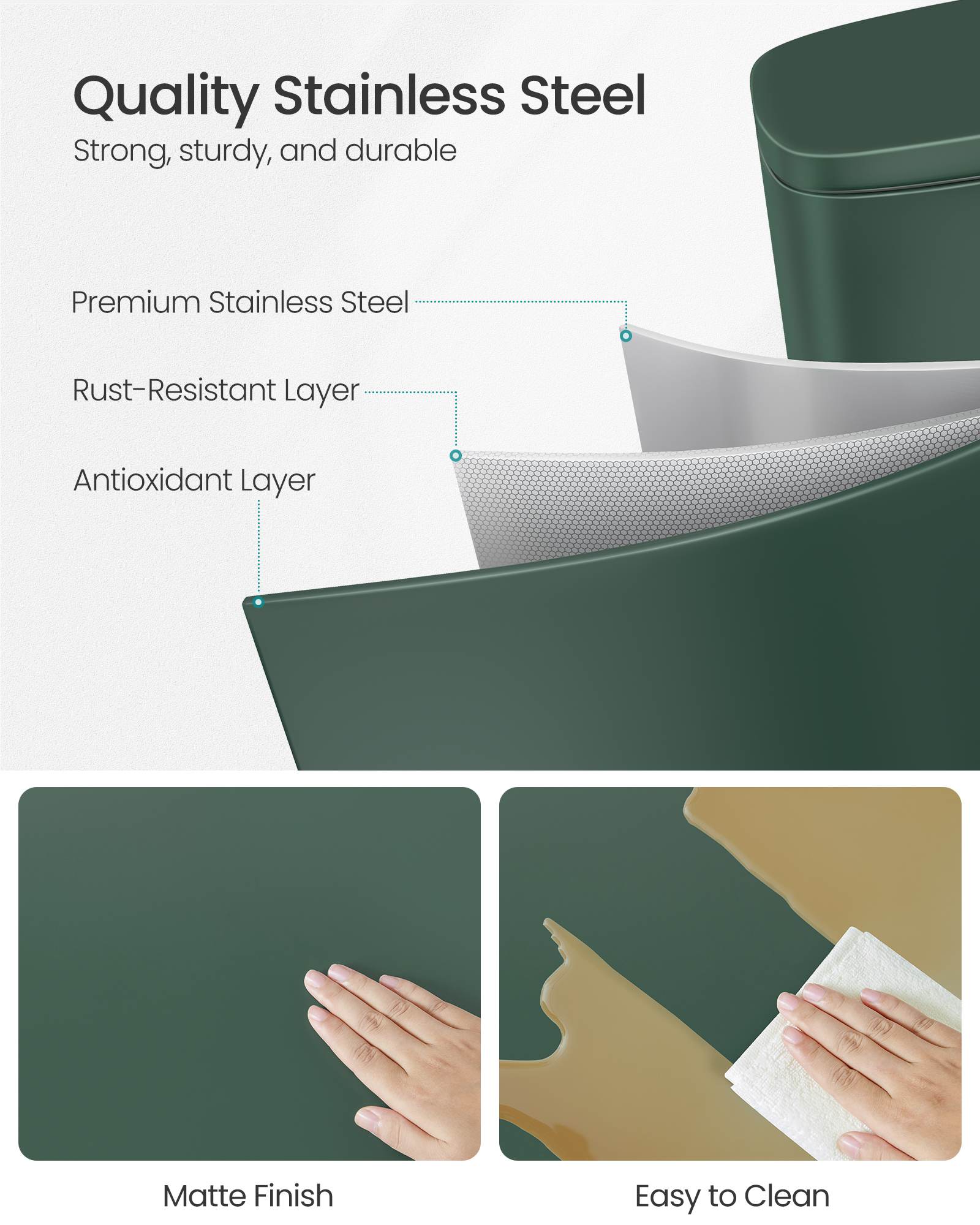 8- Gallon Silver Step-Open Trash Can with Plastic Inner Bucket