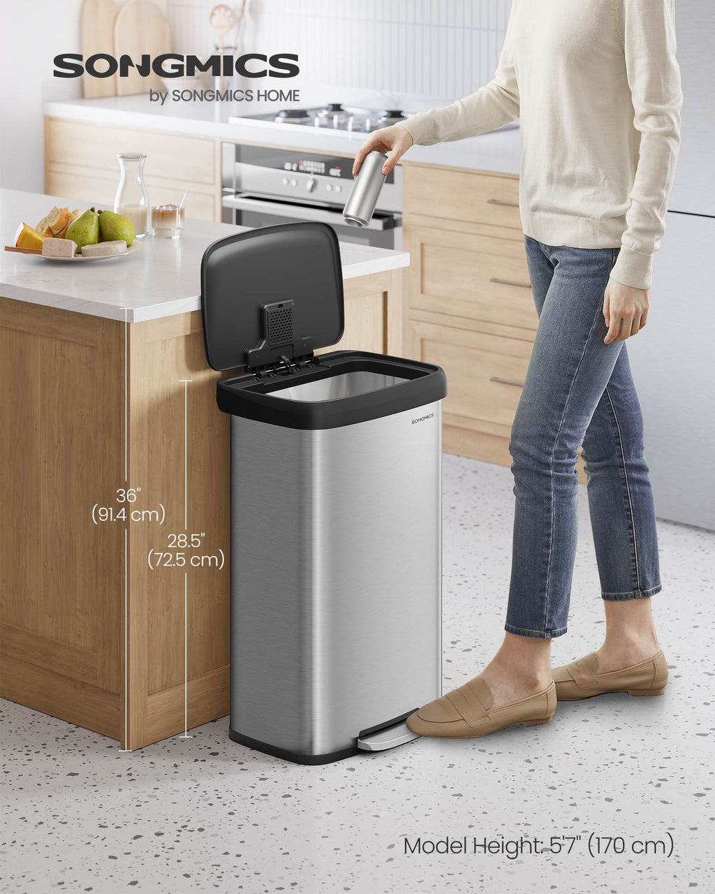 21 Gallon (80 L) Stainless Steel Garbage Can