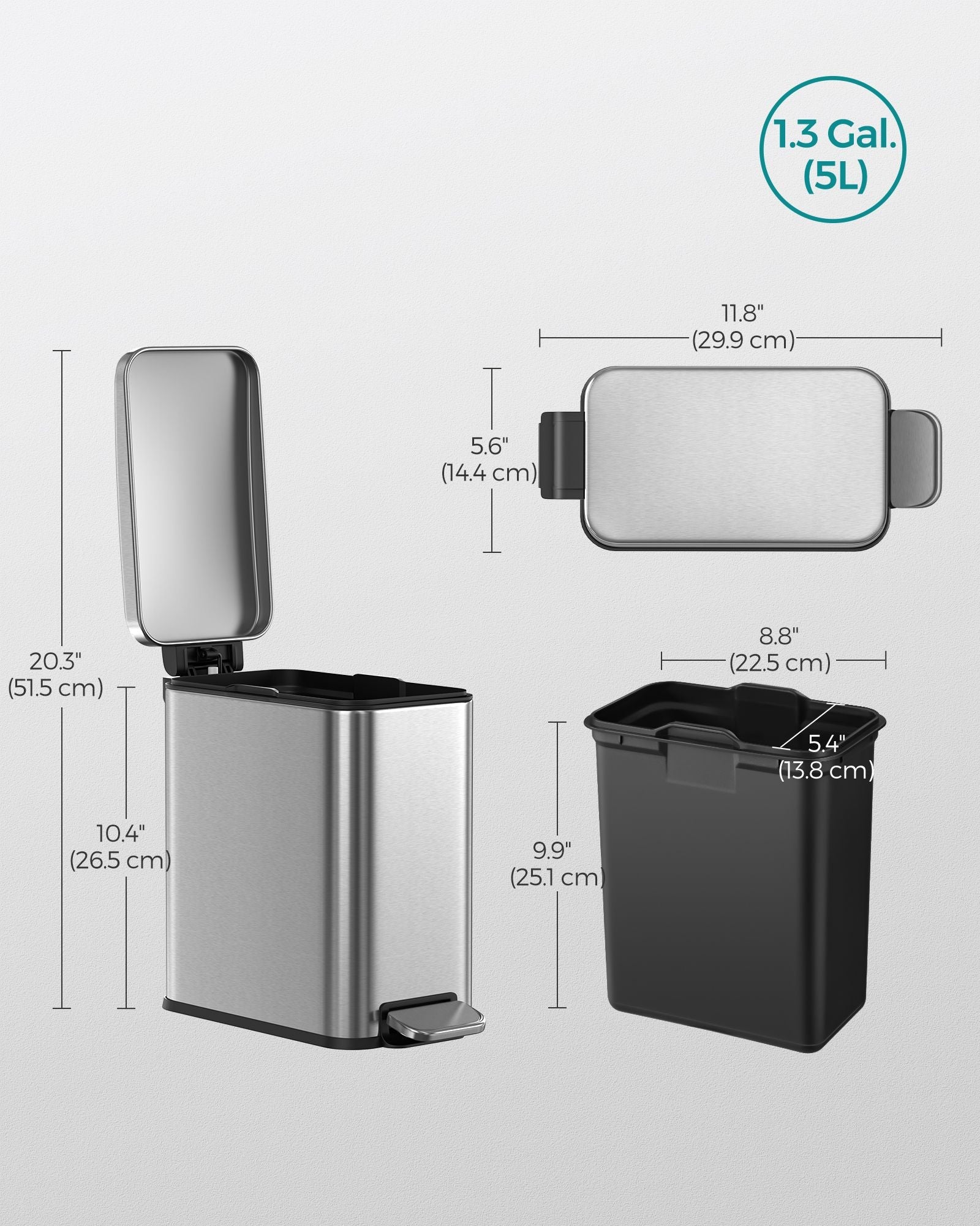 1.3 Gallon Small Trash Bin with Lid