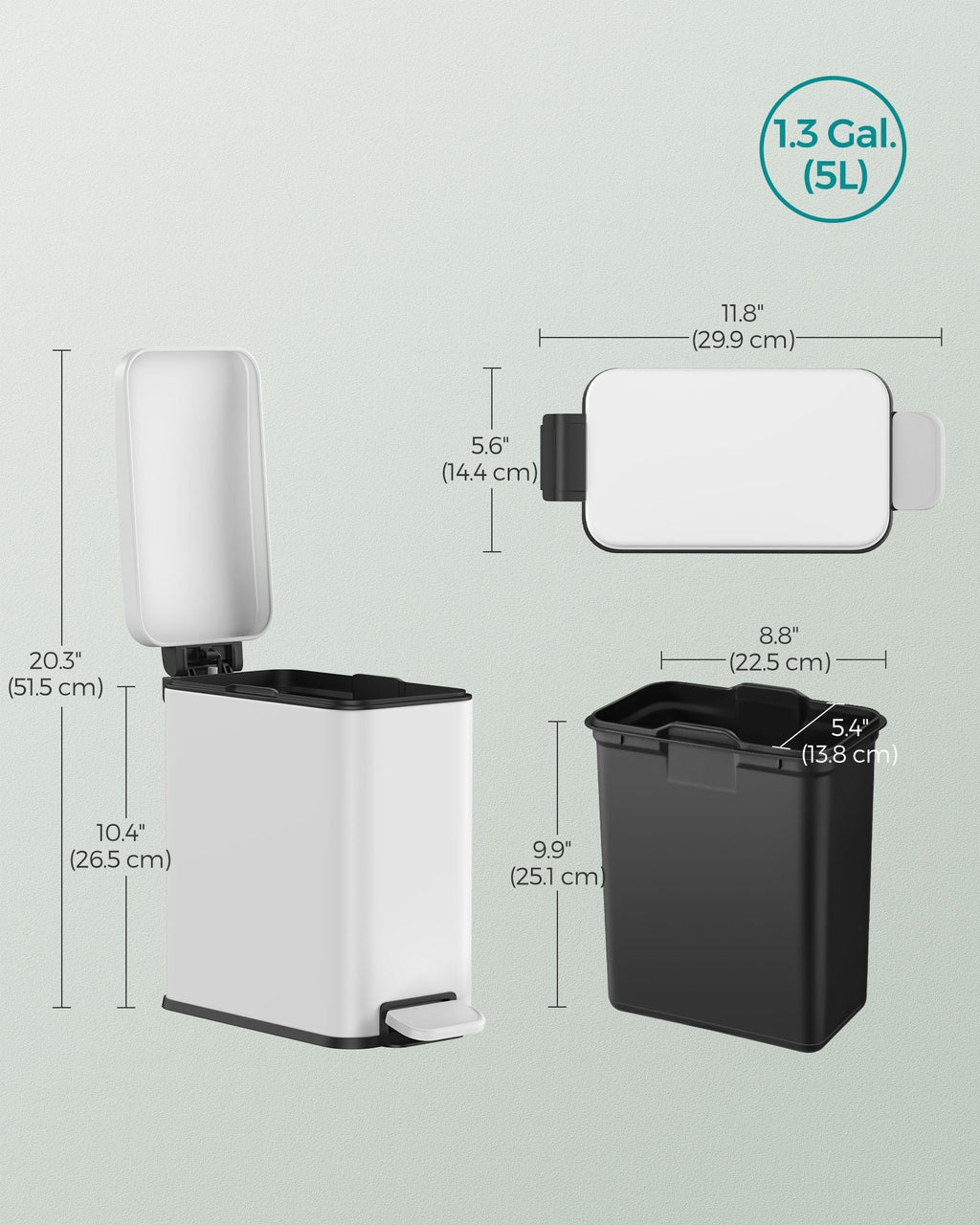 1.3 Gallon Small Trash Bin with Lid