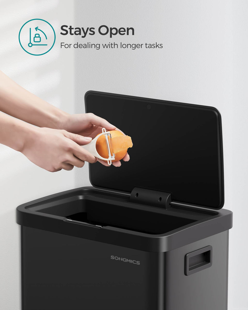 18-Gallon (68L) Automatic Kitchen Garbage Can with Stay-Open Lid