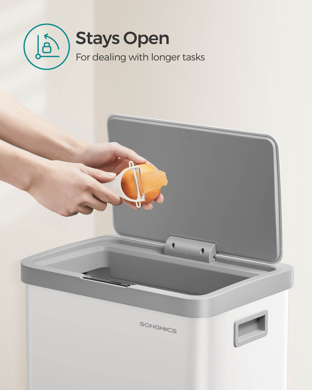 18-Gallon (68L) Automatic Kitchen Garbage Can with Stay-Open Lid