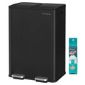 230L Dual Compartment Trash Can, Soft-Close, Pedal, Removable Buckets, Stainless Steel