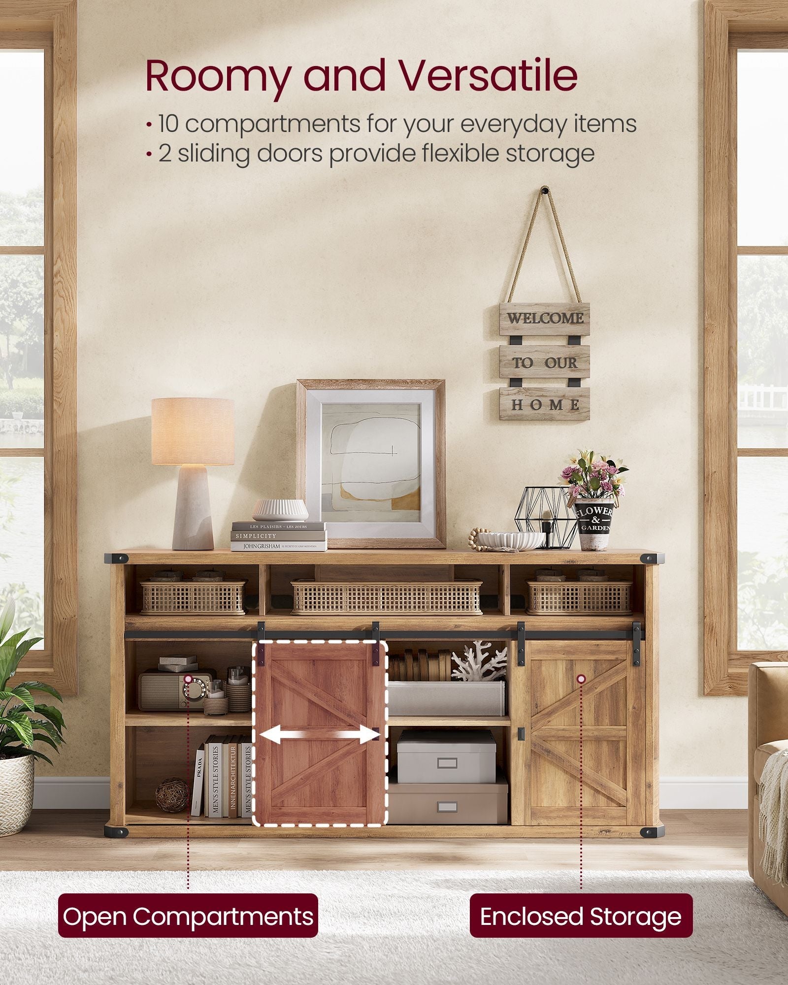 30" High TV Stand for TVs up to 75 Inches Honey Brown