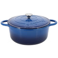 MegaChef 6.35 Quart Round Enameled Cast Iron Dutch Oven with Self Basting Lid in Dark Blue